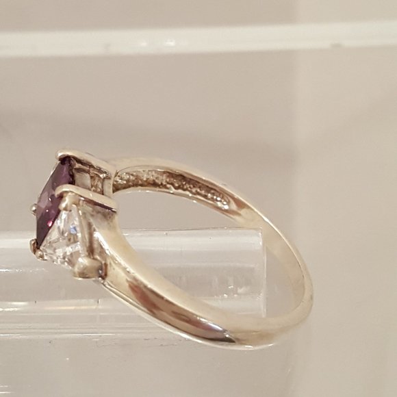 Amethyst and CZ Sterling Ring 8.5 - Picture 4 of 6